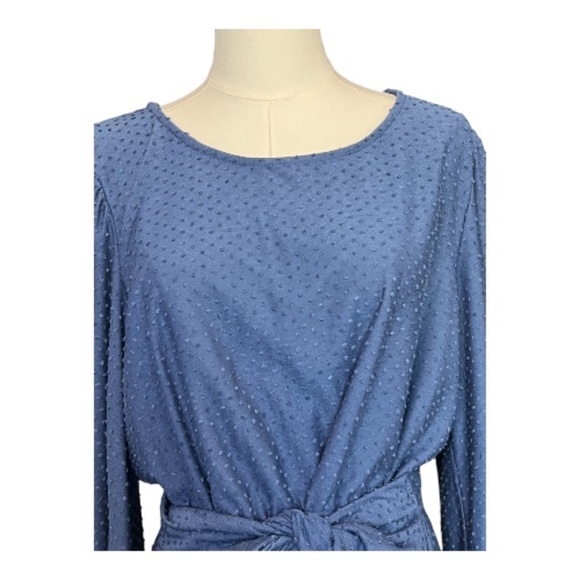 EUC Ava James blue textured long sleeve tie-back, tie-front/top – XL - Picture 3 of 11